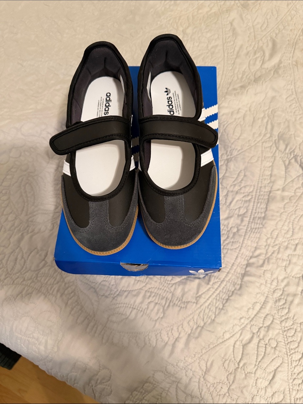 adidas Kids Black and White Mary Jane Sneakers with Gum Sole-BRAND NEW
